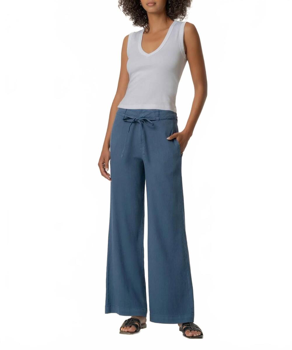 NEW KUT FROM THE KLOTH charlotte high rise straight leg linen pants in coastal b